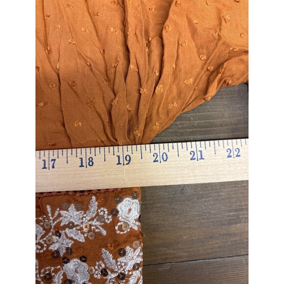 Amaryllis Rust Maxi Dress With Embroidered Floral Accents - Picture 6 of 6